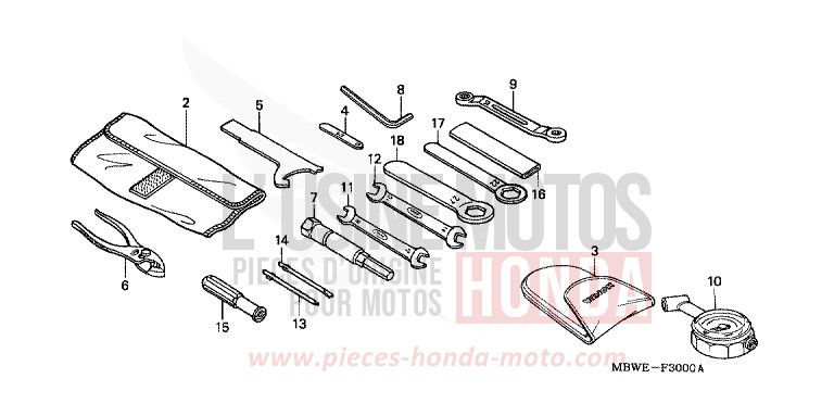 WERKZEUGE von CBR600F Special Edition WINNING RED (R258) von 2002
